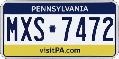 PA license plate MXS7472