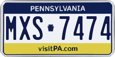 PA license plate MXS7474