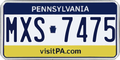 PA license plate MXS7475