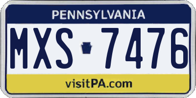 PA license plate MXS7476