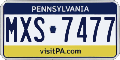 PA license plate MXS7477