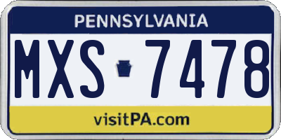 PA license plate MXS7478