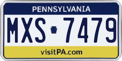 PA license plate MXS7479