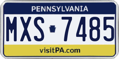 PA license plate MXS7485