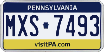 PA license plate MXS7493