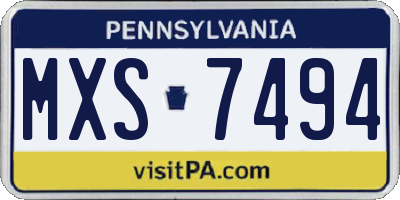 PA license plate MXS7494