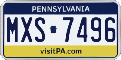 PA license plate MXS7496