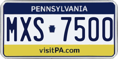 PA license plate MXS7500