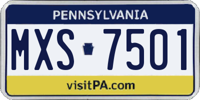 PA license plate MXS7501