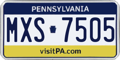PA license plate MXS7505