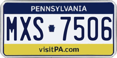 PA license plate MXS7506