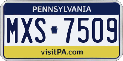 PA license plate MXS7509