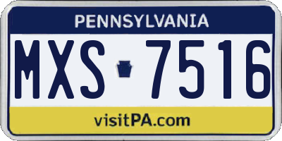 PA license plate MXS7516