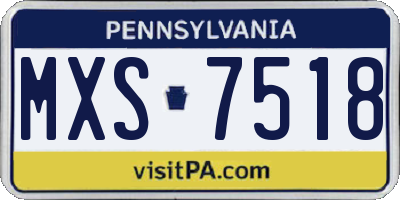 PA license plate MXS7518