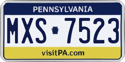 PA license plate MXS7523