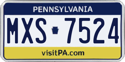 PA license plate MXS7524