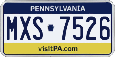 PA license plate MXS7526