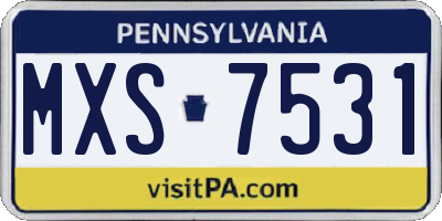 PA license plate MXS7531