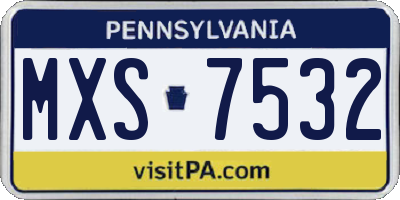 PA license plate MXS7532