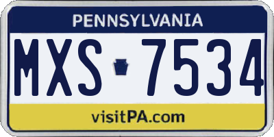 PA license plate MXS7534