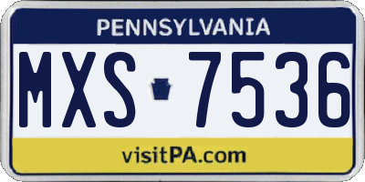 PA license plate MXS7536