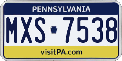 PA license plate MXS7538