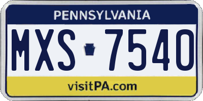 PA license plate MXS7540
