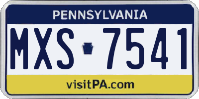 PA license plate MXS7541