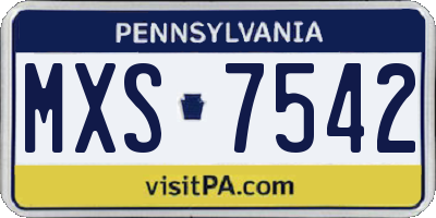 PA license plate MXS7542