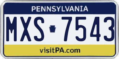 PA license plate MXS7543