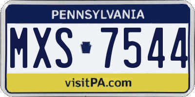 PA license plate MXS7544