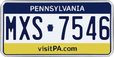 PA license plate MXS7546