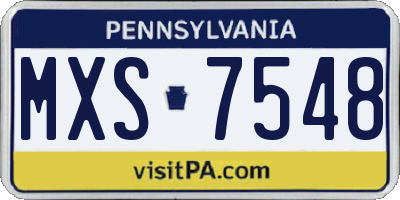 PA license plate MXS7548