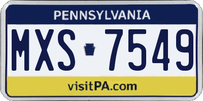 PA license plate MXS7549