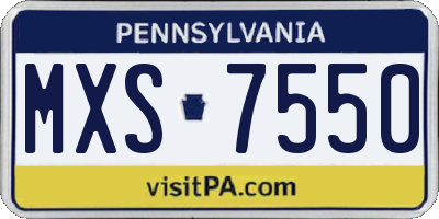 PA license plate MXS7550