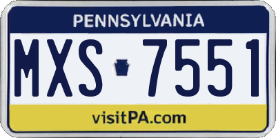 PA license plate MXS7551