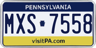 PA license plate MXS7558
