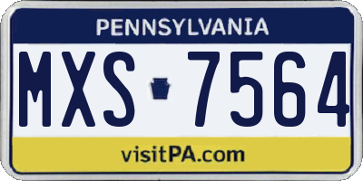 PA license plate MXS7564