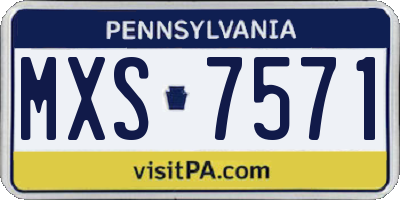 PA license plate MXS7571