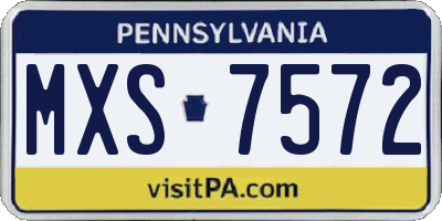 PA license plate MXS7572