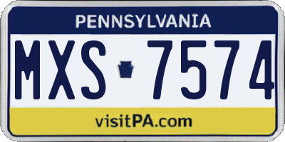PA license plate MXS7574