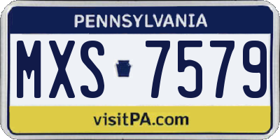 PA license plate MXS7579