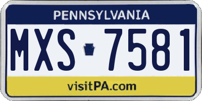 PA license plate MXS7581
