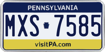 PA license plate MXS7585