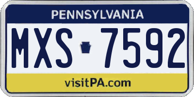 PA license plate MXS7592