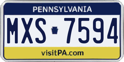 PA license plate MXS7594