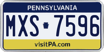 PA license plate MXS7596