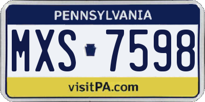 PA license plate MXS7598