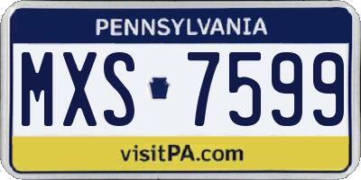PA license plate MXS7599