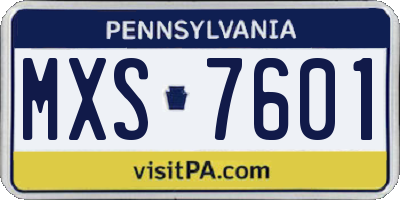 PA license plate MXS7601